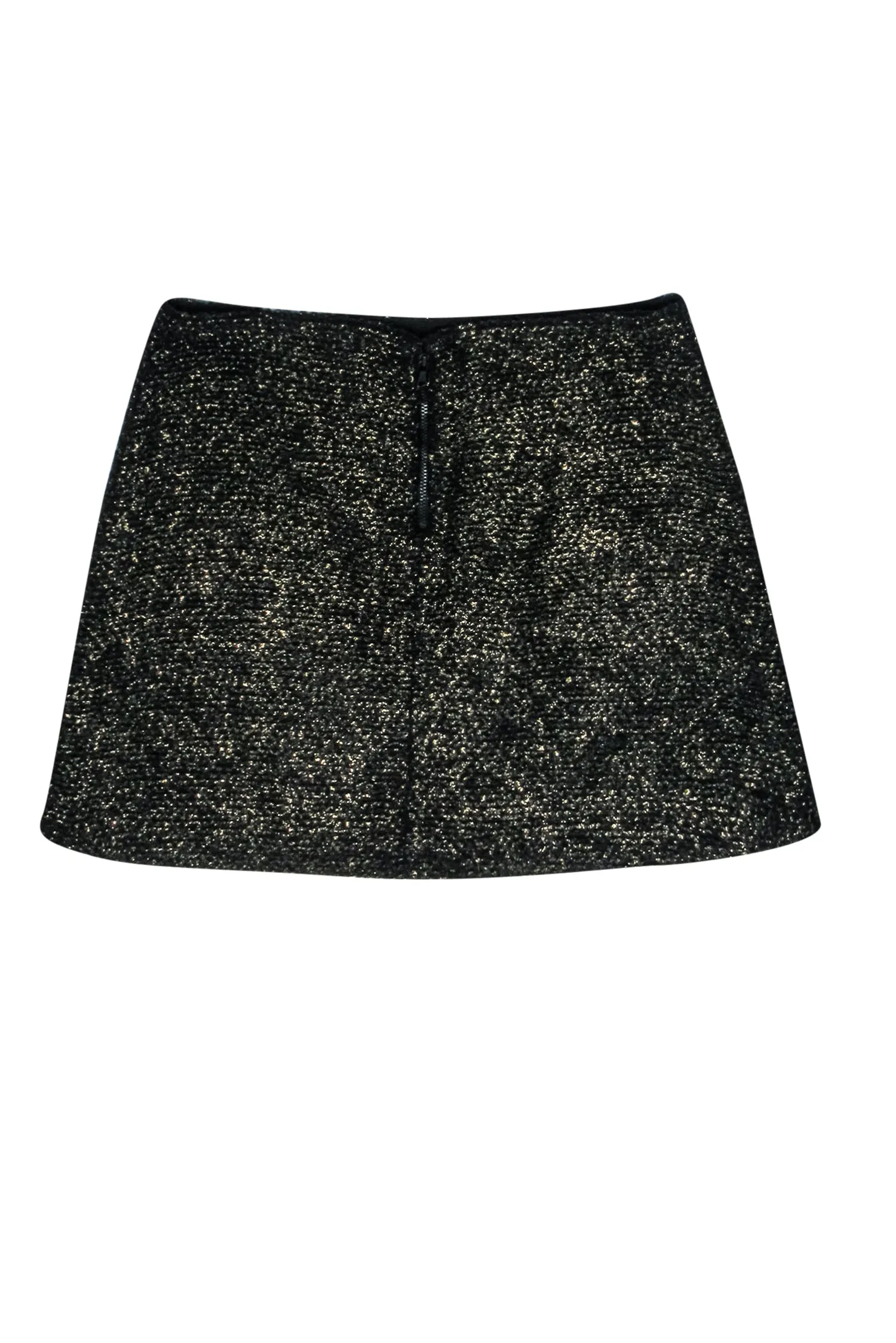 Alice & Olivia - Black & Gold Tweed Miniskirt Sz 6