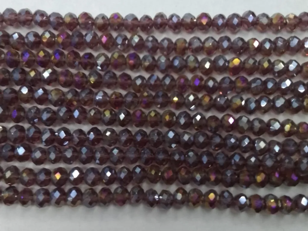 Amethyst Purple Rainbow Tyre Crystal Glass Beads- 6 mm (Wholesale