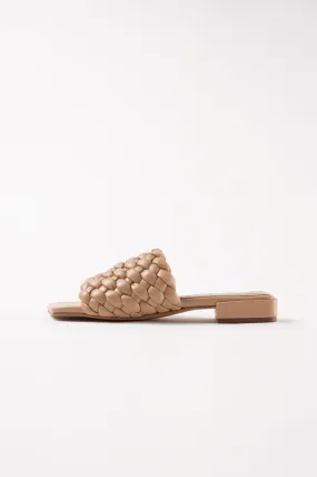 ASTER - Light Brown Woven Leather Flats