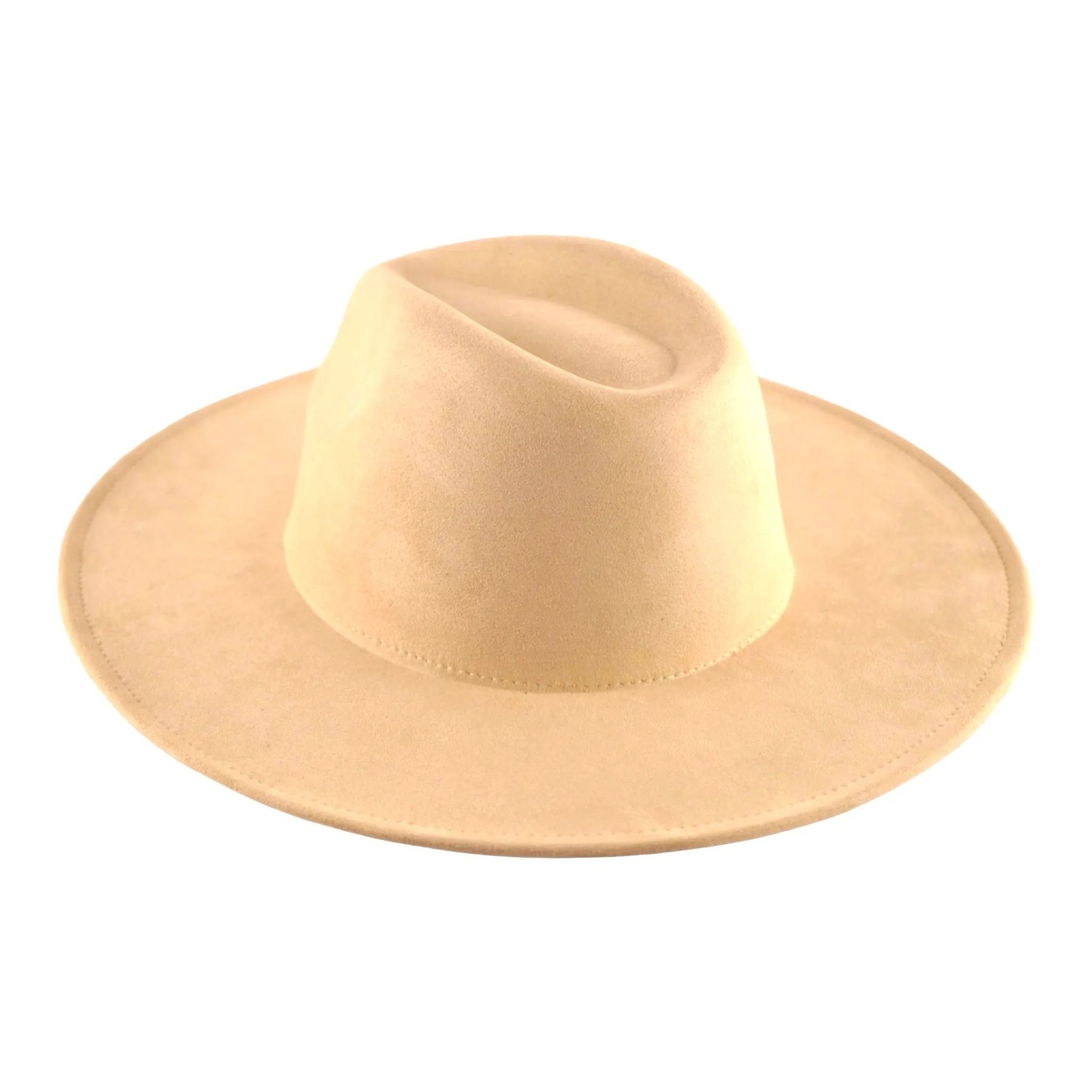 Atlanta Suede Wide Brim Fedora - Cream