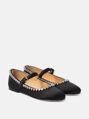 Audrey embellished satin ballet flats