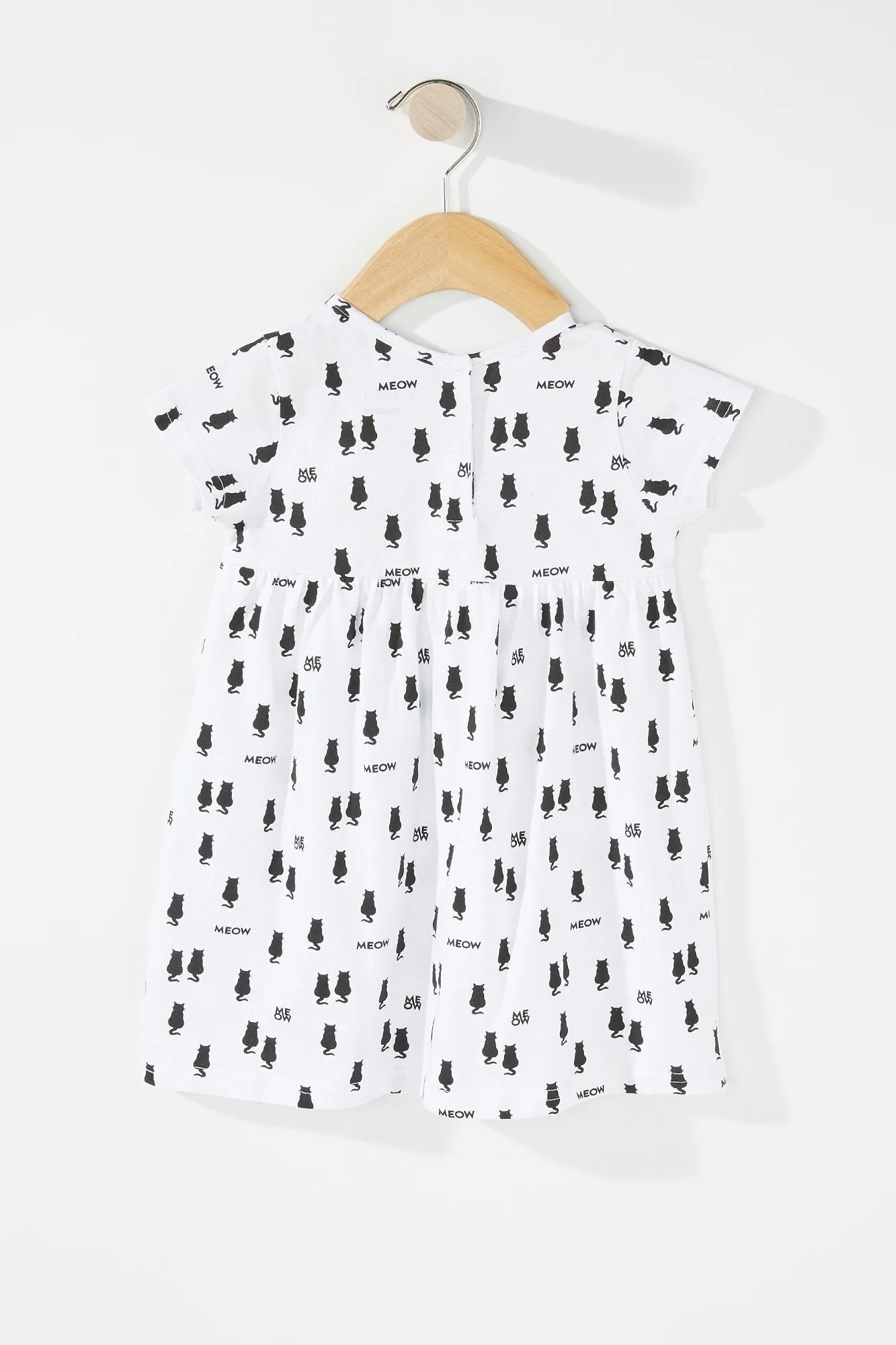 Baby Girl Cat Meow Graphic T-Shirt Dress