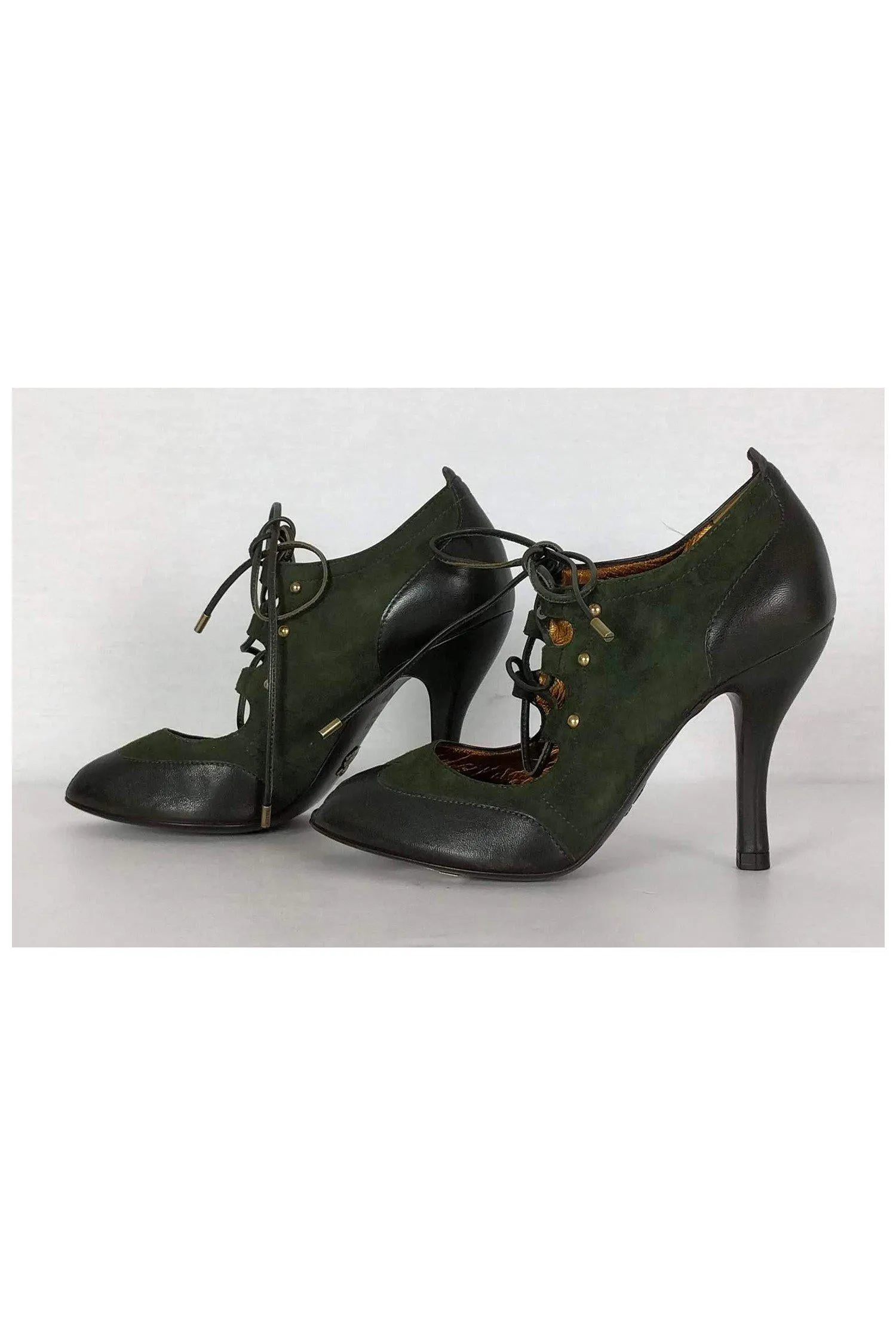 Bally - Green & Black Peep Toe Mary Jane Pumps Sz 5.5