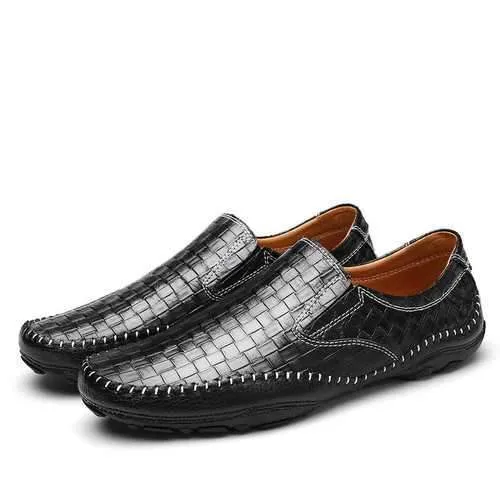 Banggood Shoes Men Leather Woven Style Loafers