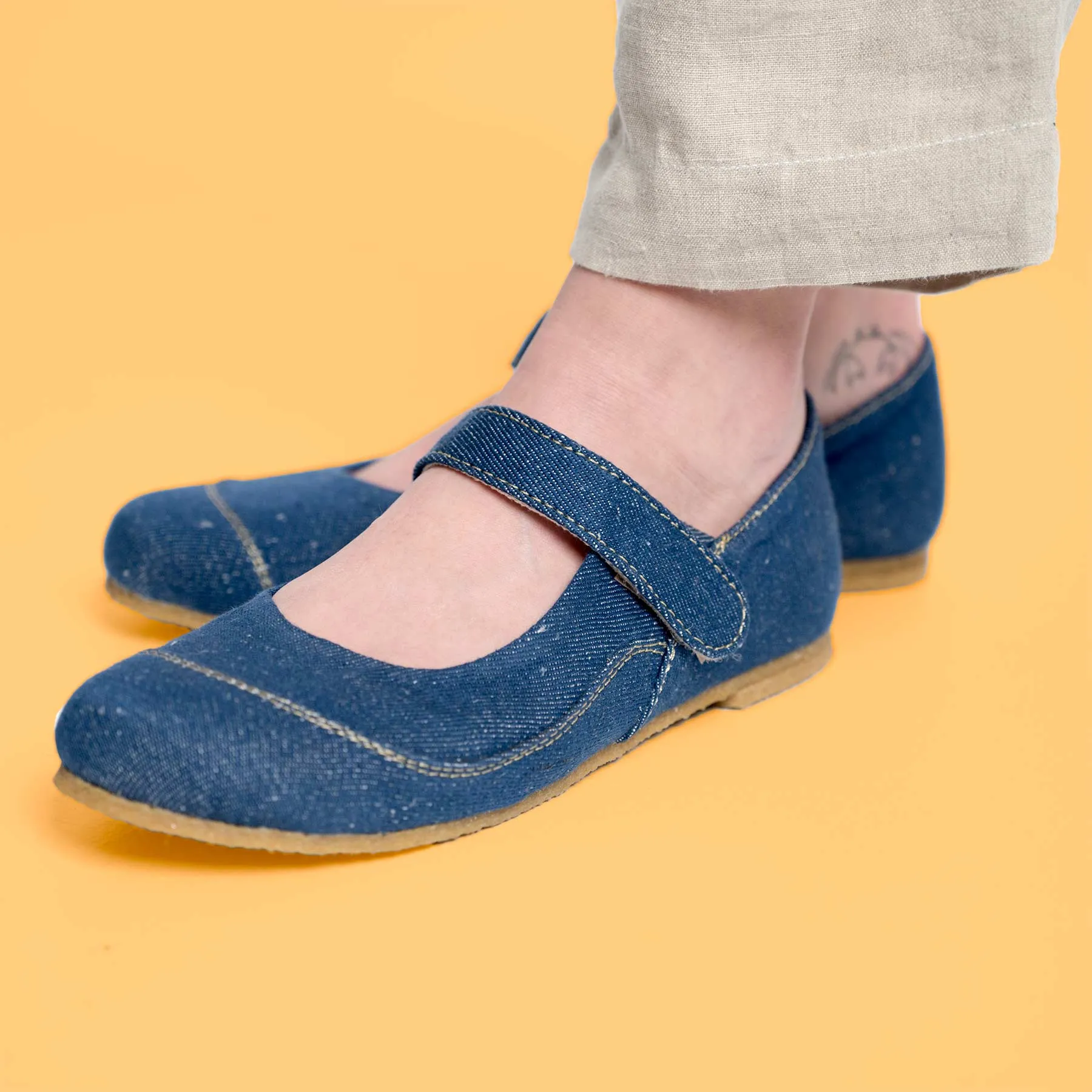 BELGRADE Organic Cotton Denim Shoes With Natural Rubber Sole