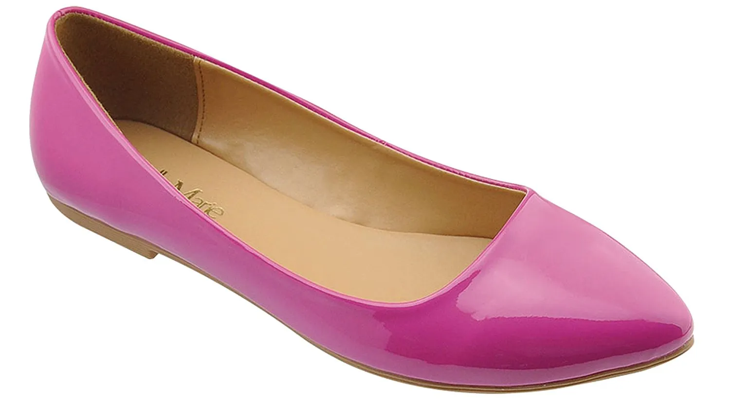 Bella Marie Women's Patent Pointed Toe Classic Ballet Flats