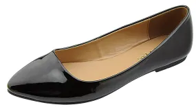 Bella Marie Women's Patent Pointed Toe Classic Ballet Flats