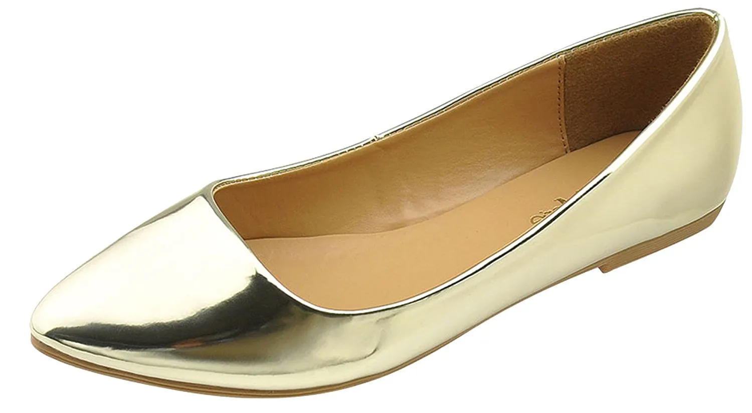 Bella Marie Women's Patent Pointed Toe Classic Ballet Flats