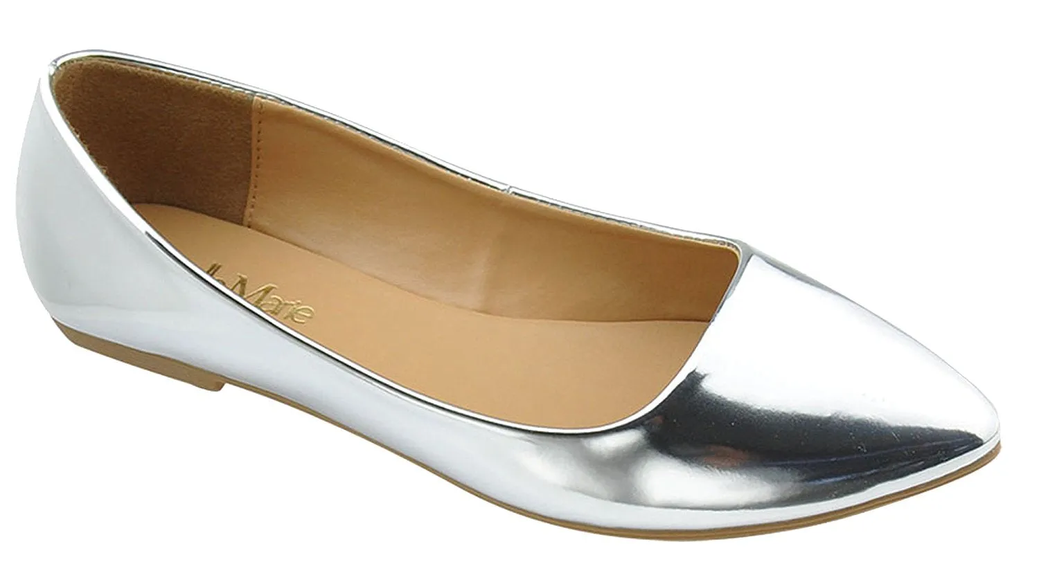 Bella Marie Women's Patent Pointed Toe Classic Ballet Flats