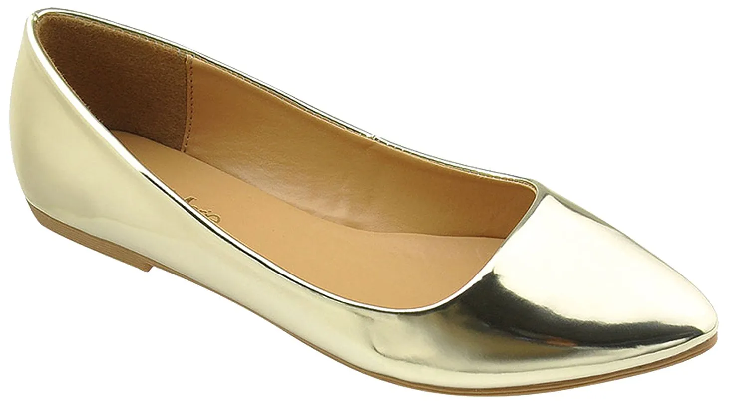 Bella Marie Women's Patent Pointed Toe Classic Ballet Flats