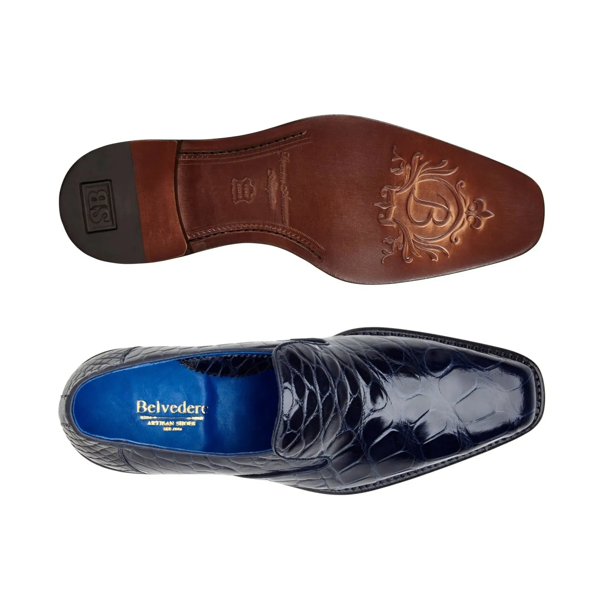 Belvedere Genova in Navy Genuine American Alligator Loafers