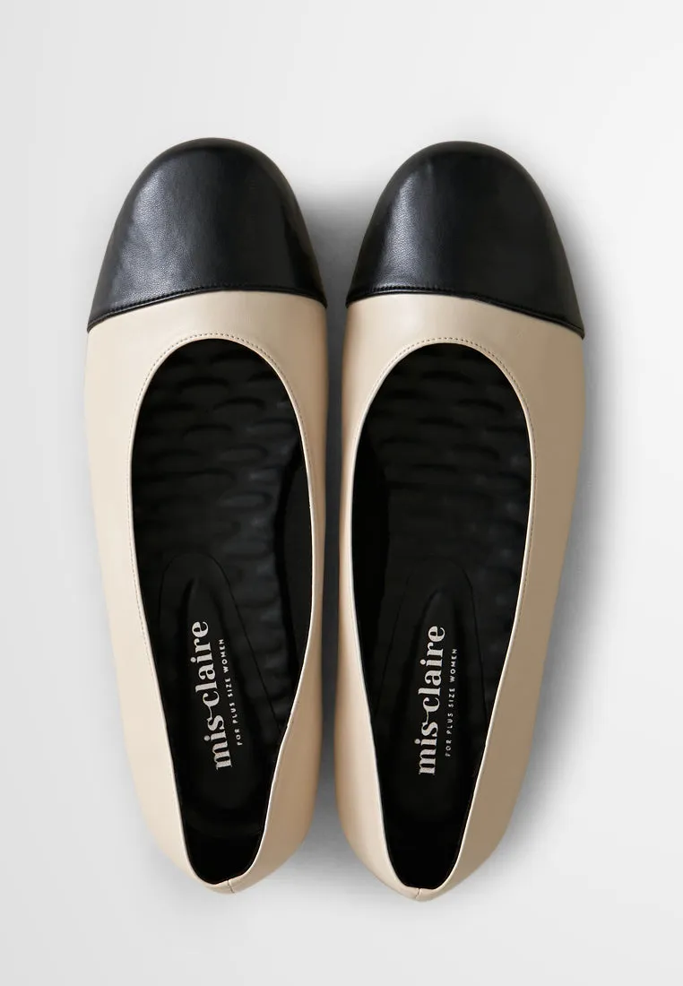 Bernardine Colour Block Ballerina Flats - Black