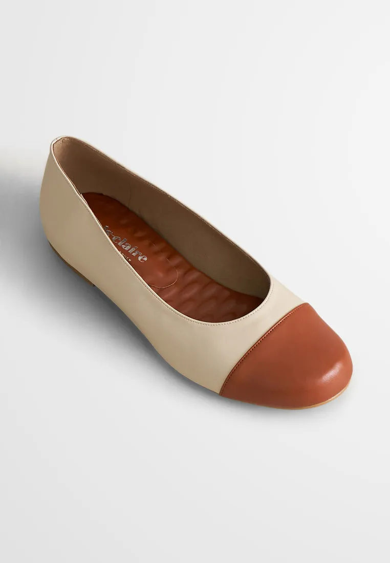 Bernardine Colour Block Ballerina Flats - Brown