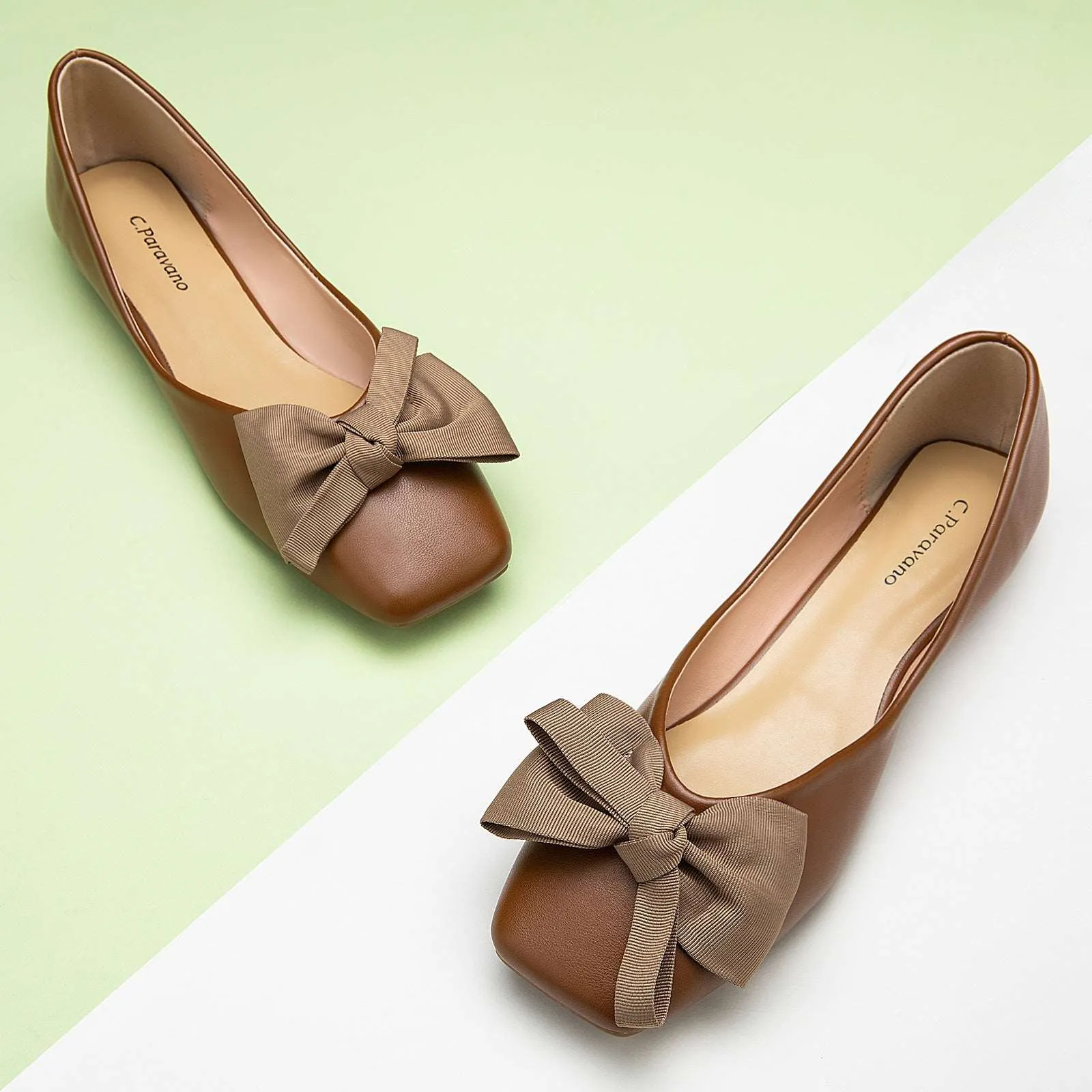 Bow Ballerina Flats (Eva) Brown