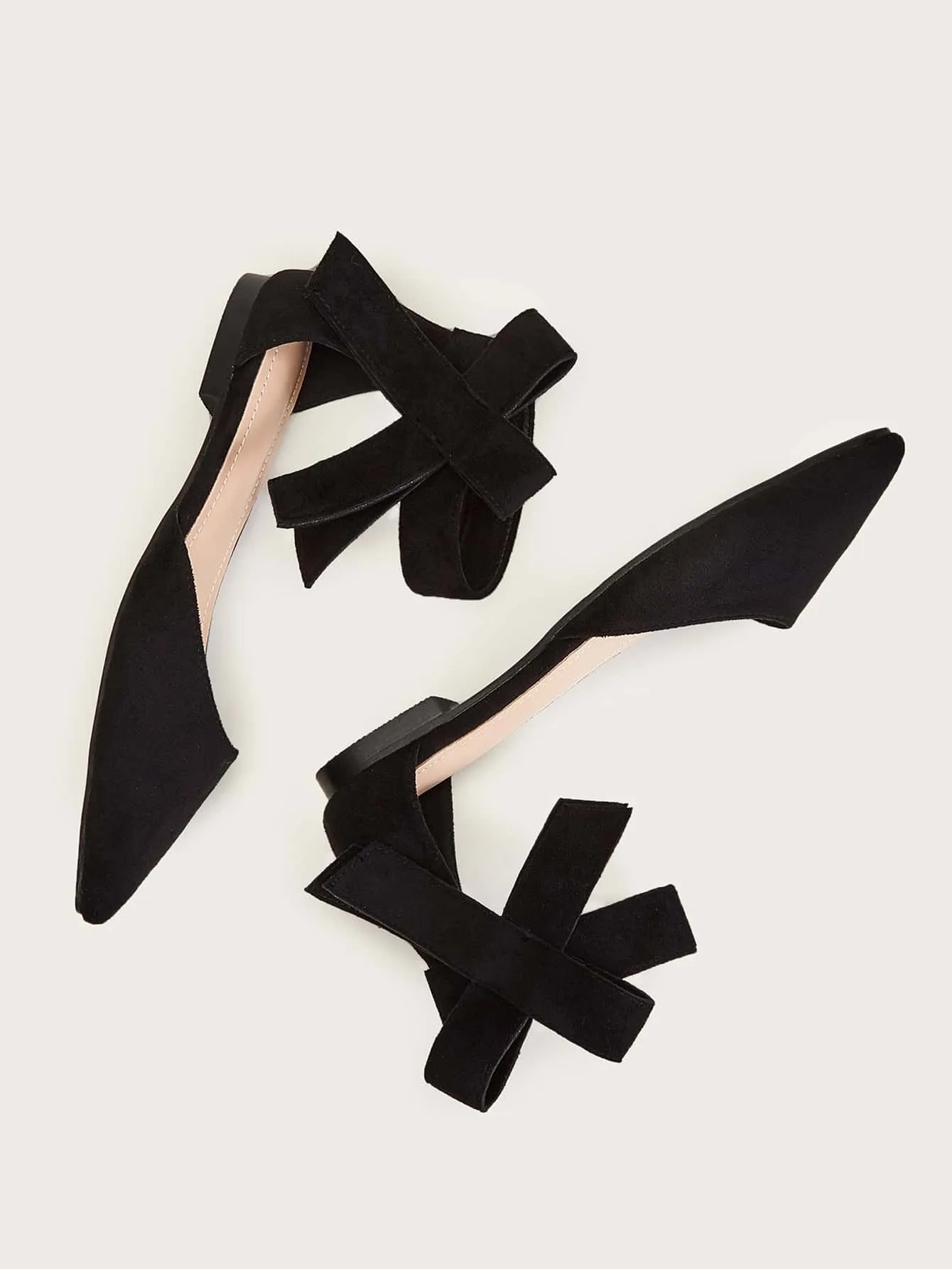 Bow Decor Point Toe Suede Flats