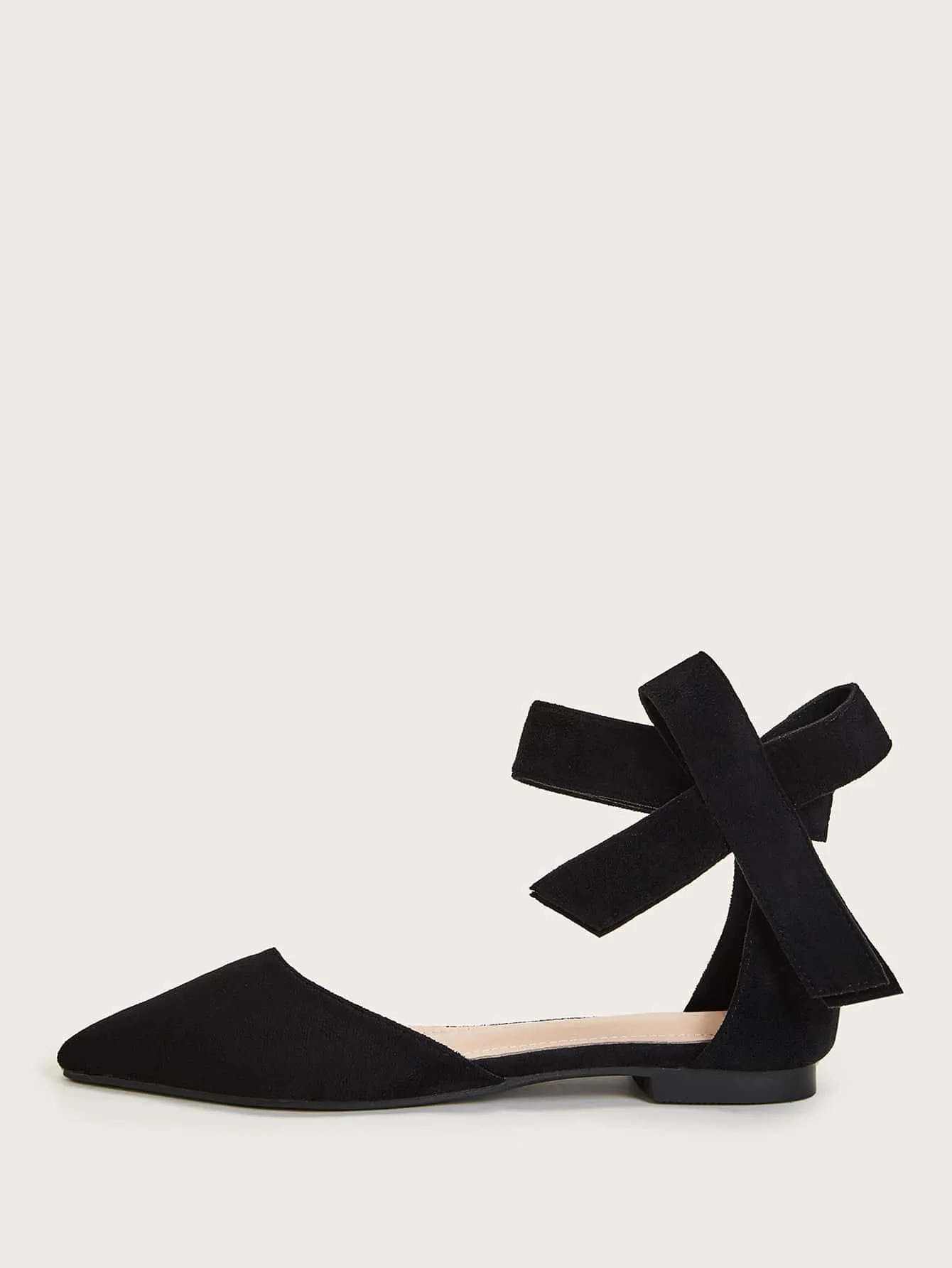 Bow Decor Point Toe Suede Flats