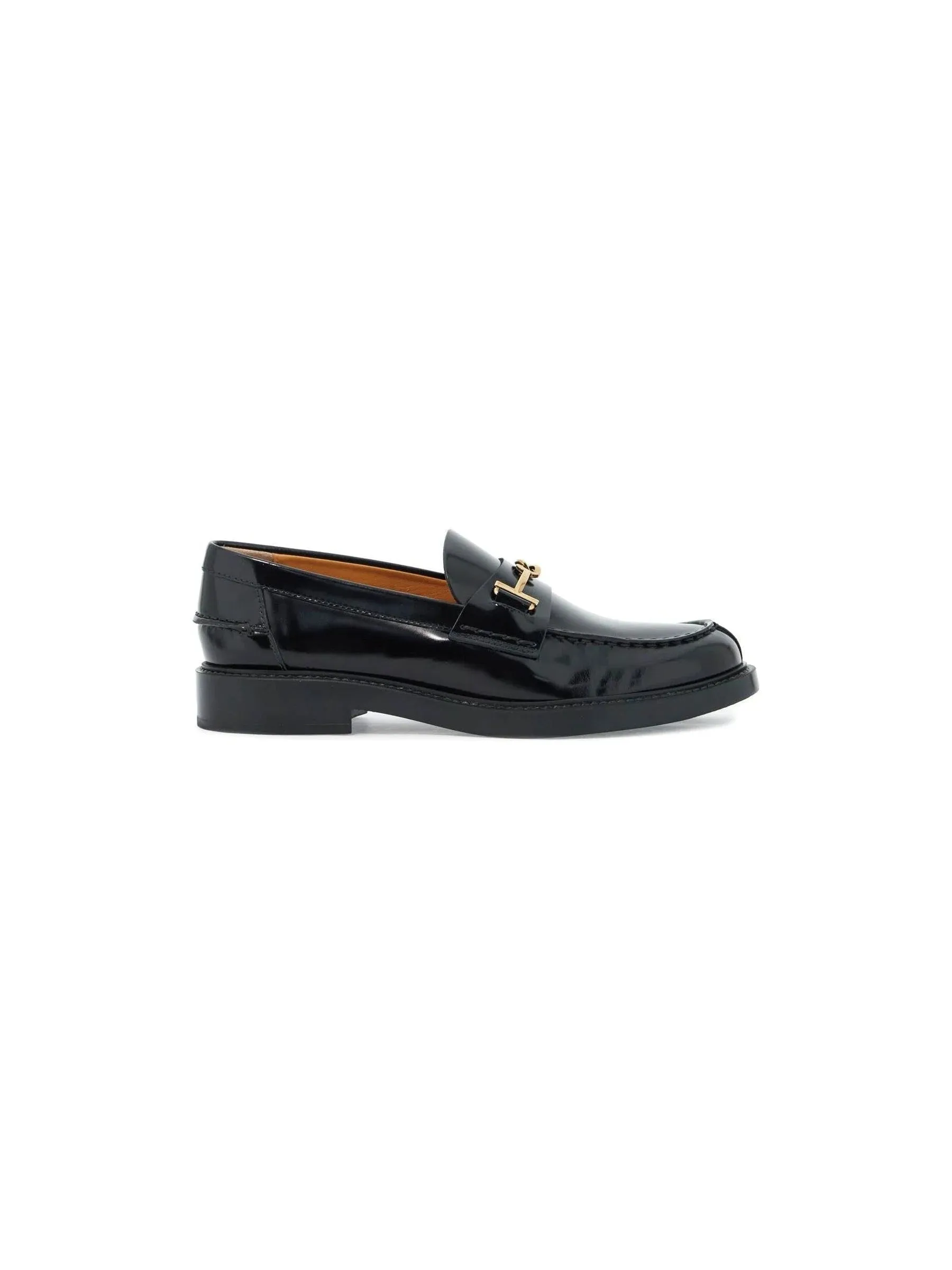 Brushed Leather T Ring Loafers