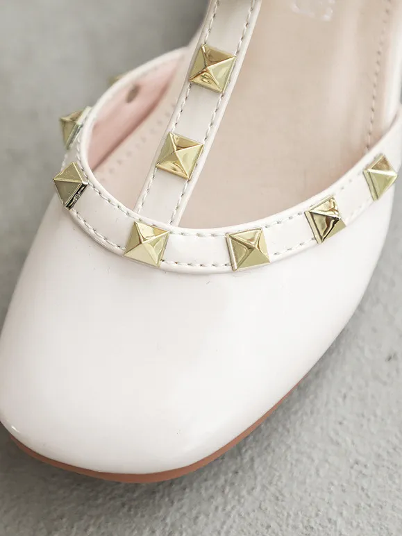 Can't Resist Studded Ankle Strap Flats by Liv and Mia