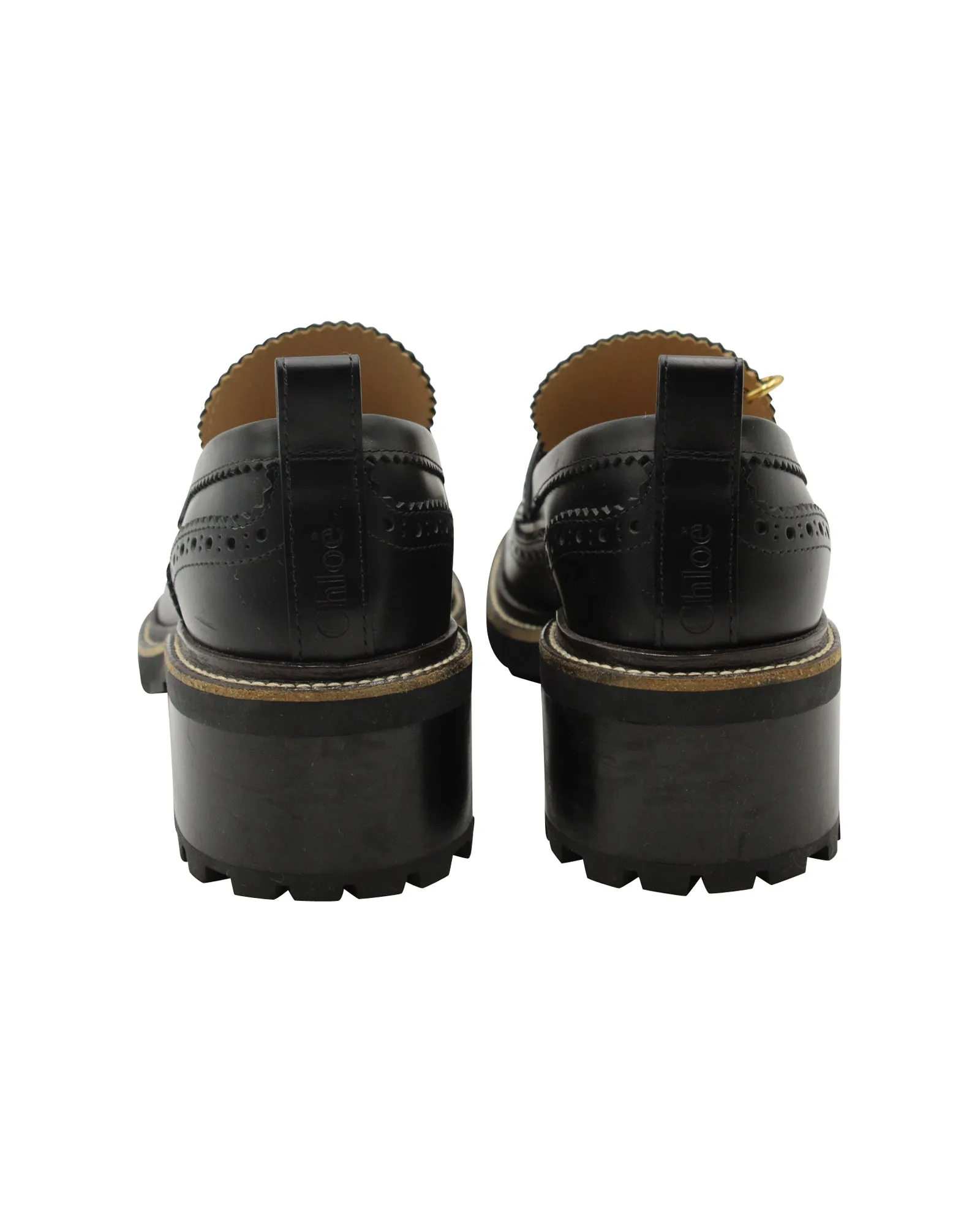 Chloé Franne Tread-Sole Penny Loafers In Black Leather