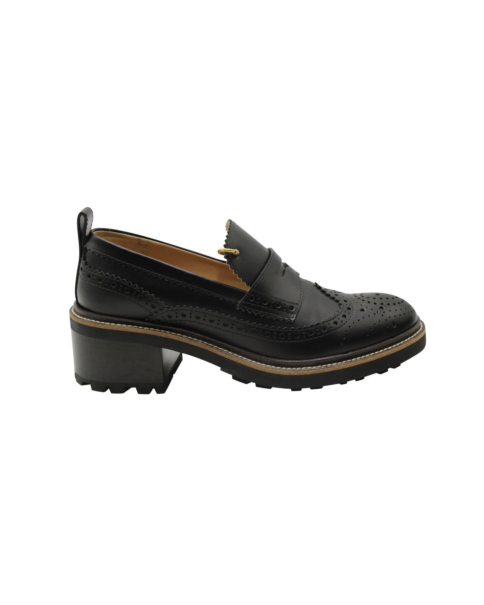 Chloé Franne Tread-Sole Penny Loafers In Black Leather