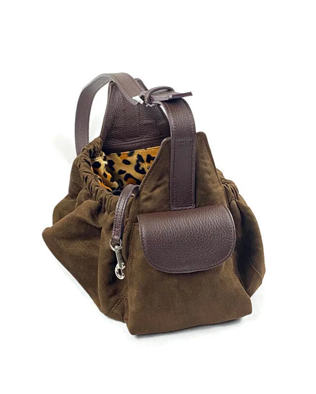 Classic Ultra Suede and Leather Dog Sling Carrier