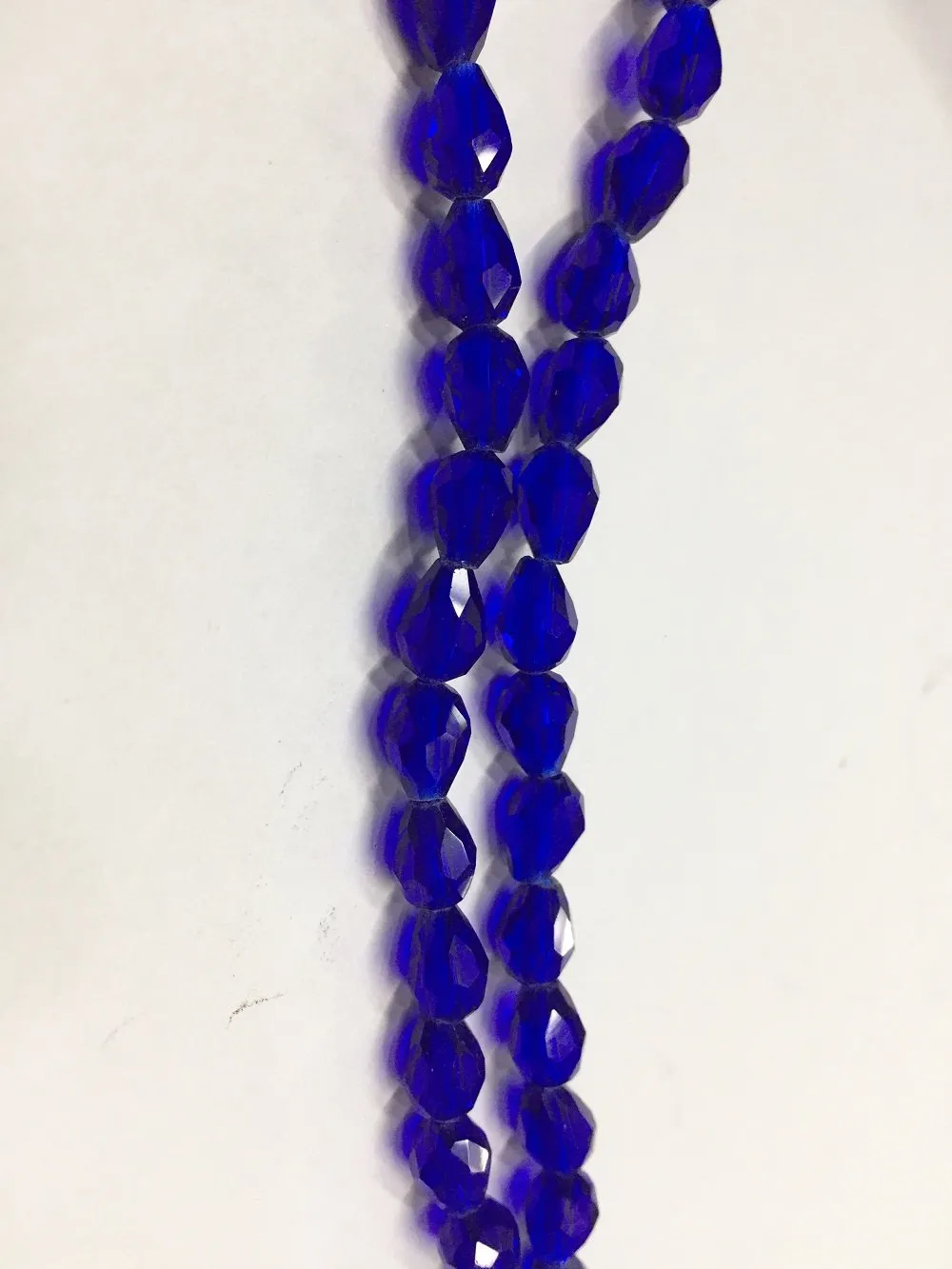 Dark Blue Transparent Drop Shaped Crystal Glass Beads (Wholesale)