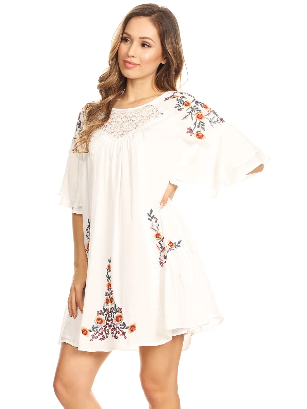 Floral Dream Embroidered Bell Sleeve Dress