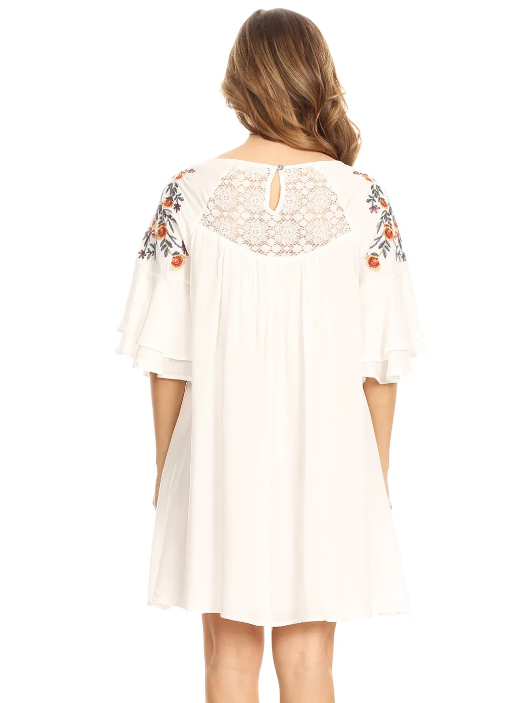 Floral Dream Embroidered Bell Sleeve Dress