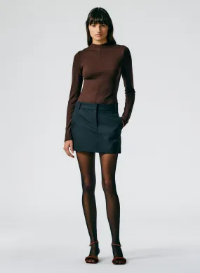 Heavy Wool Plainweave Mini Trouser Skirt