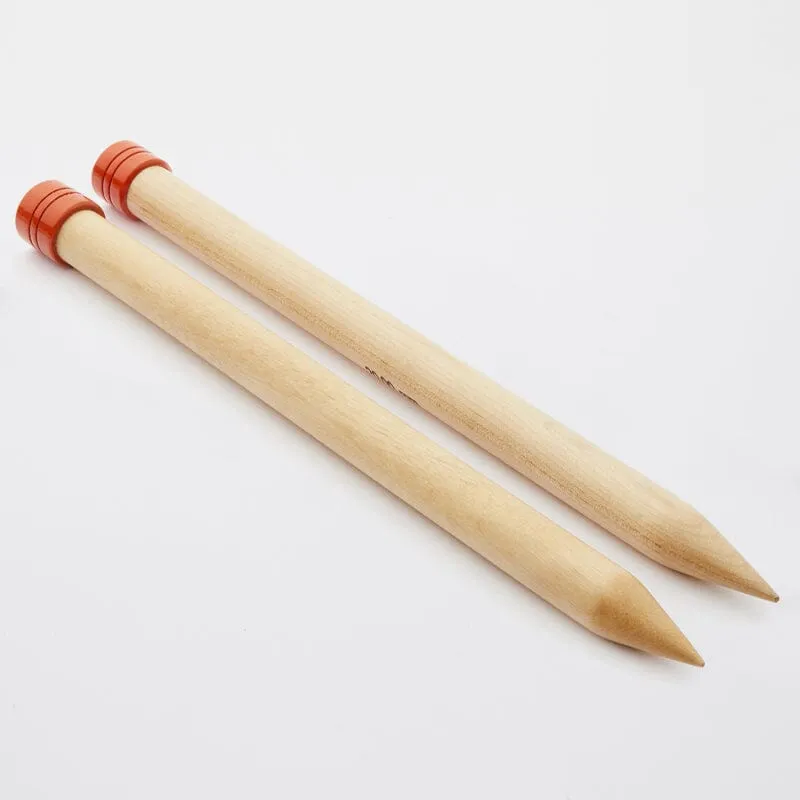 KnitPro "Basix" Birch Wood Jumbo Single Point Knitting Needles - 30cm