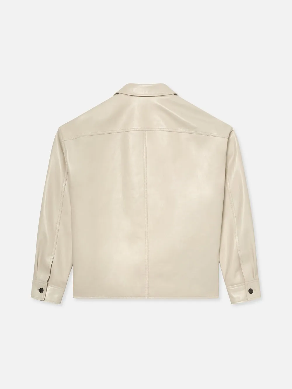 Leather Trucker Jacket -- White Canvas