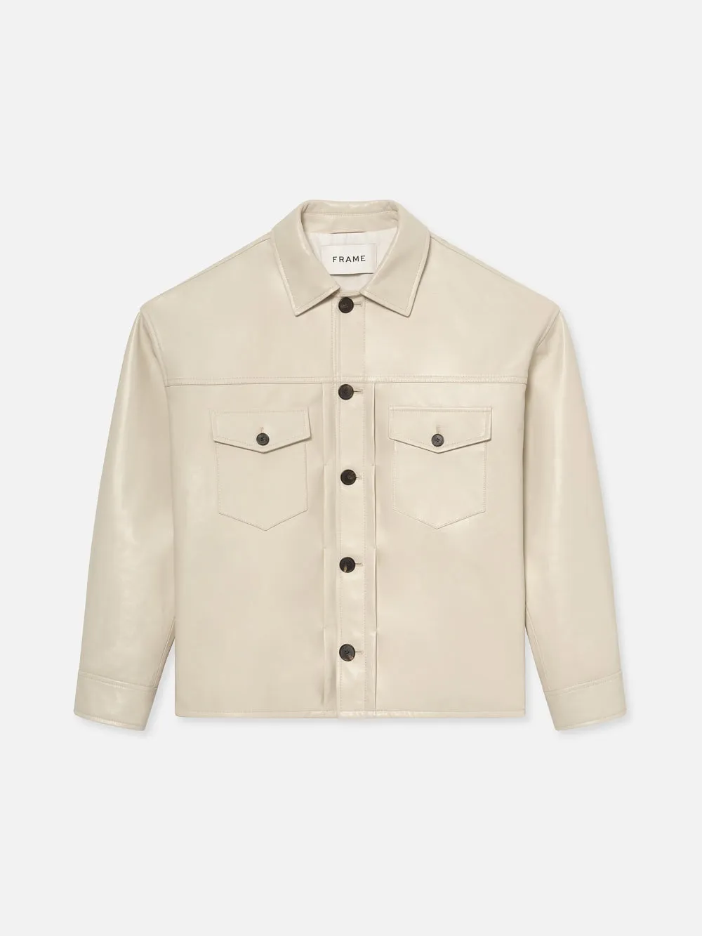 Leather Trucker Jacket -- White Canvas