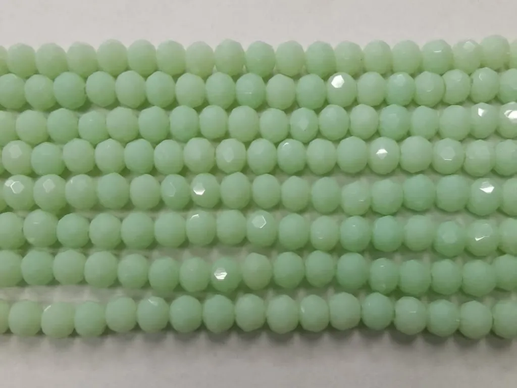 Light Mint Green Tyre Crystal Glass Beads- 6 mm (Wholesale