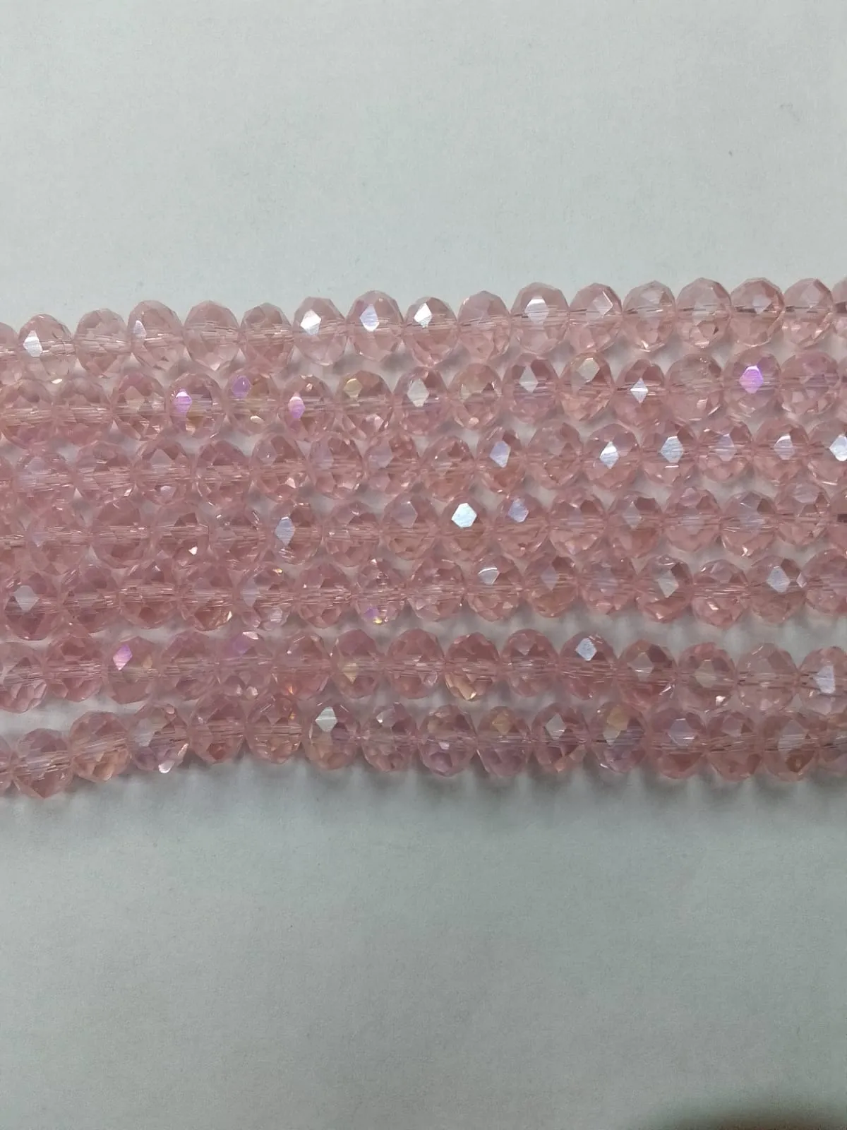 Light Pink Tyre Crystal Glass Beads (Wholesale