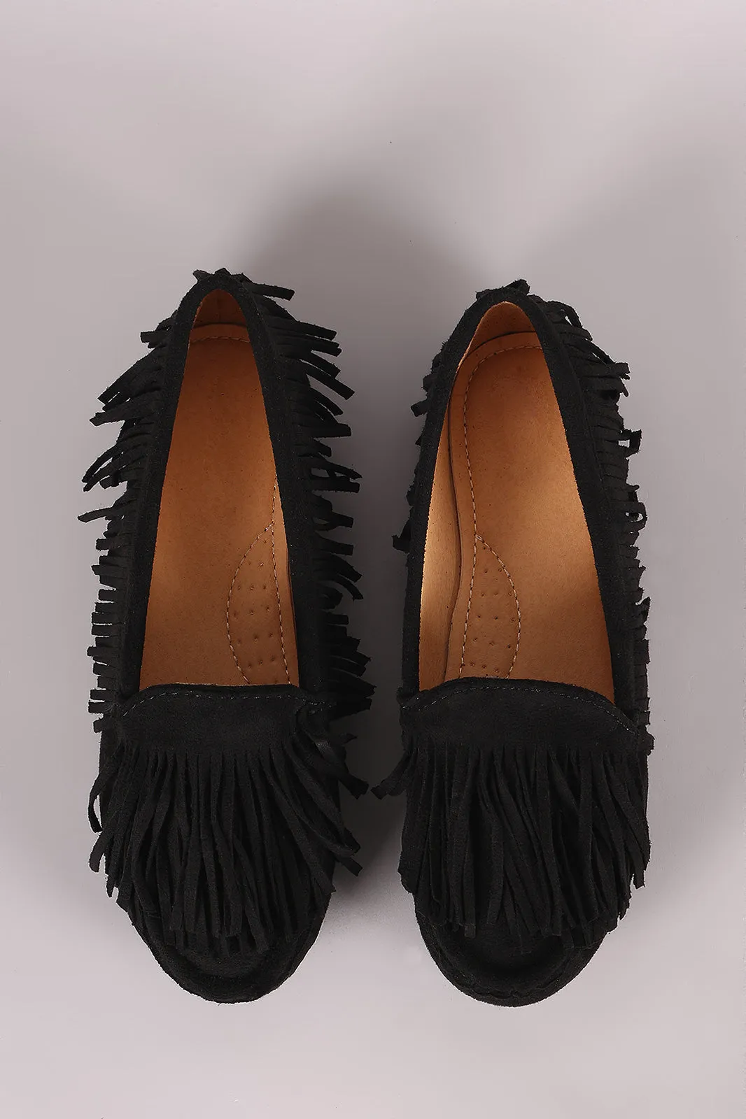 Liliana Fringe Accent Slip-On Moccasin Flat