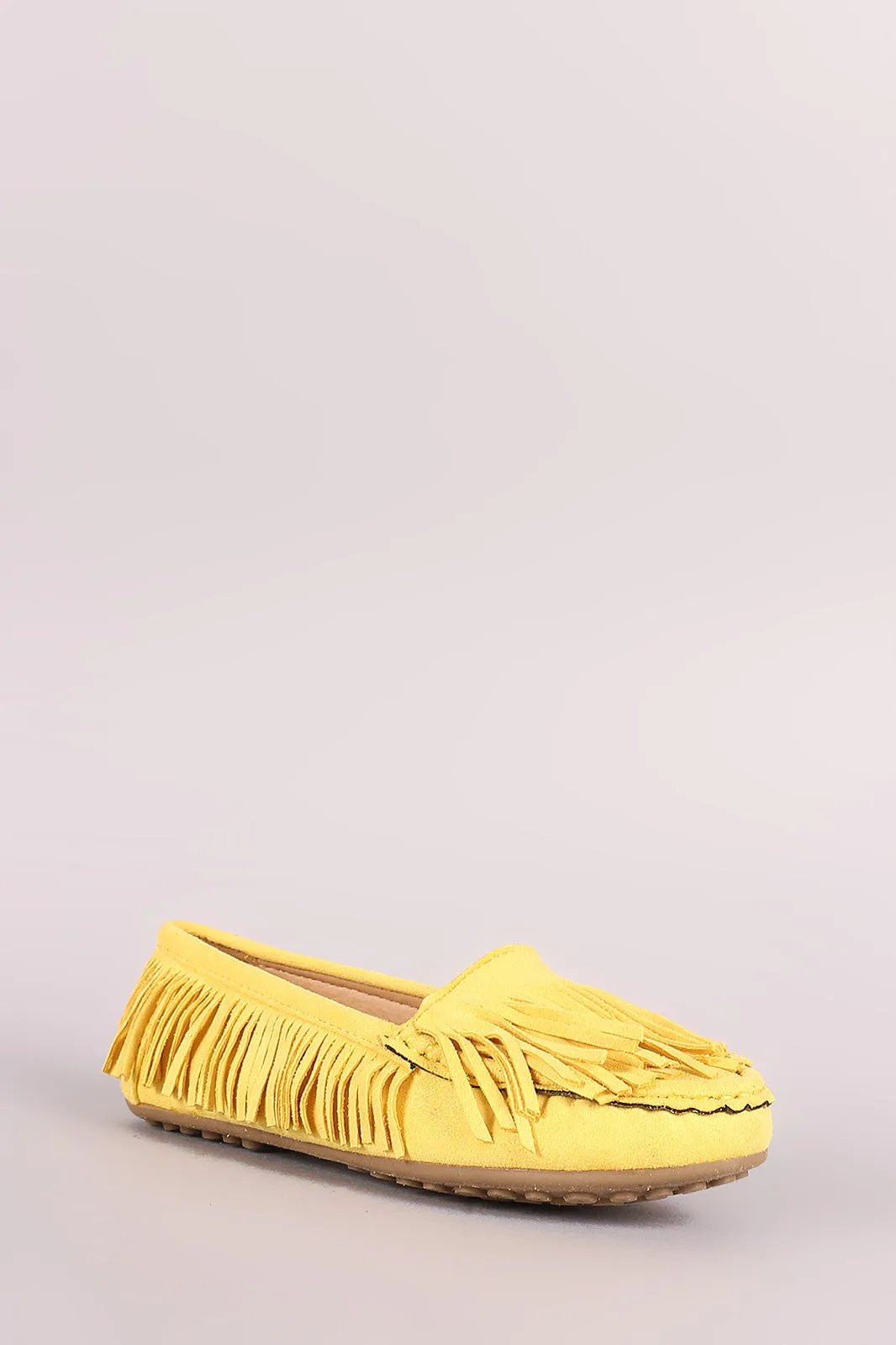 Liliana Fringe Accent Slip-On Moccasin Flat