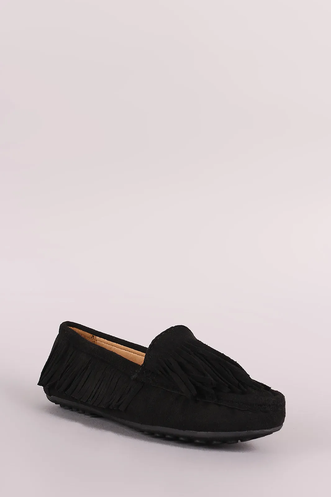 Liliana Fringe Accent Slip-On Moccasin Flat