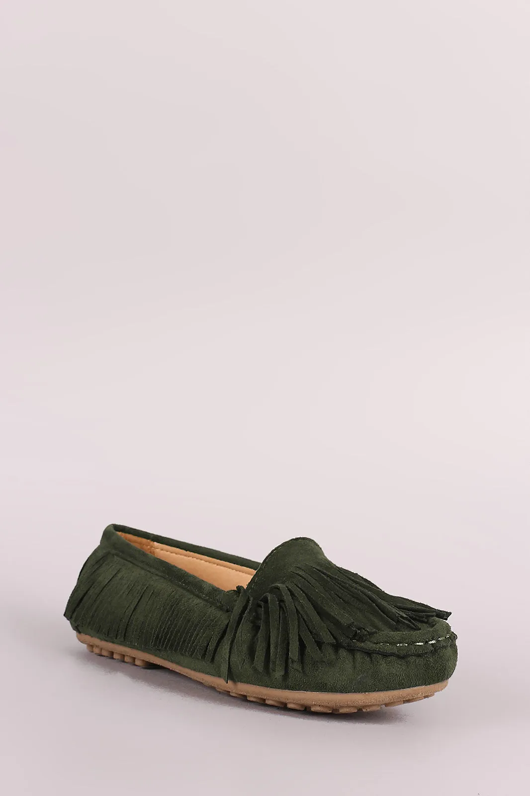 Liliana Fringe Accent Slip-On Moccasin Flat