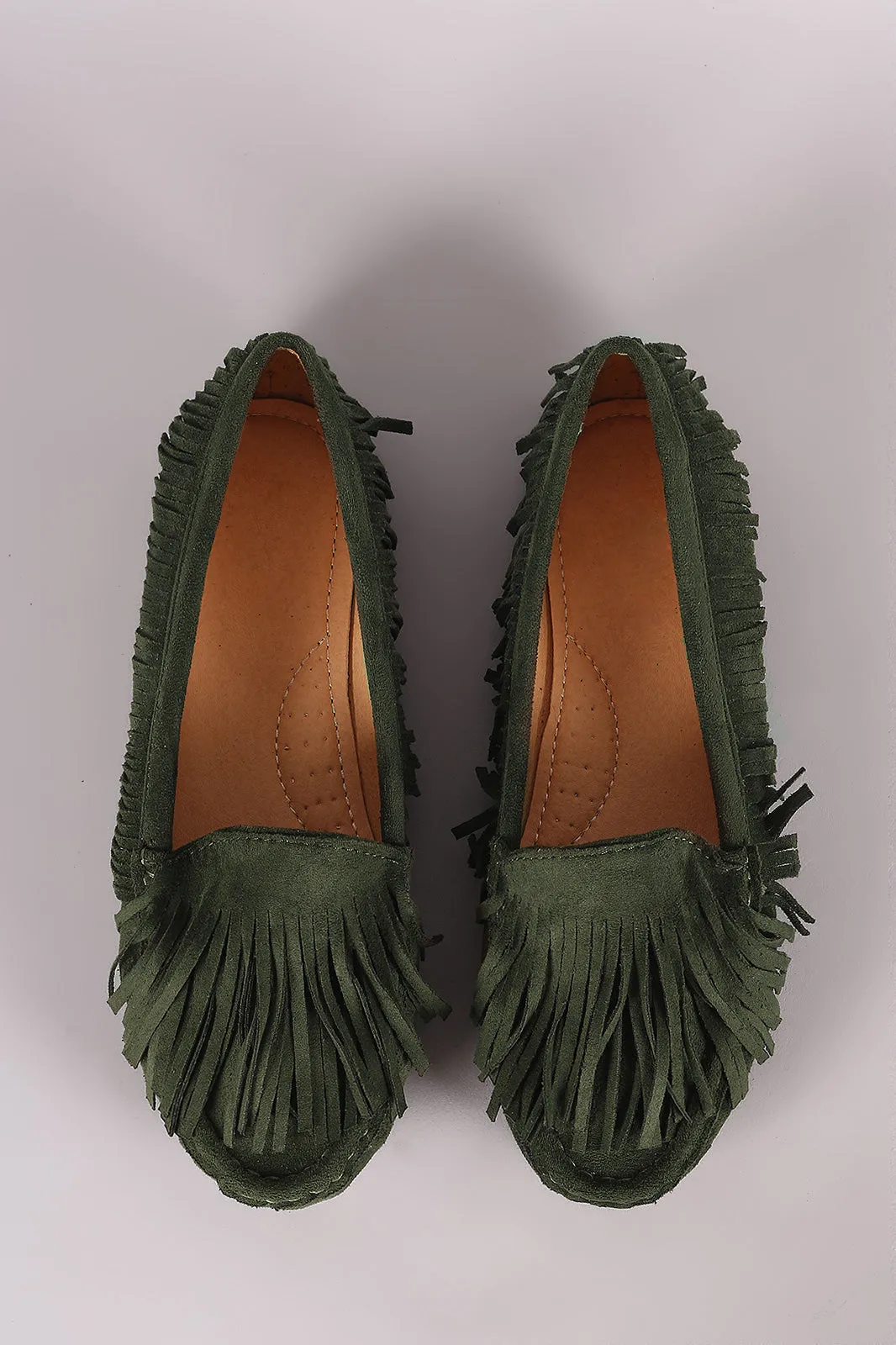 Liliana Fringe Accent Slip-On Moccasin Flat