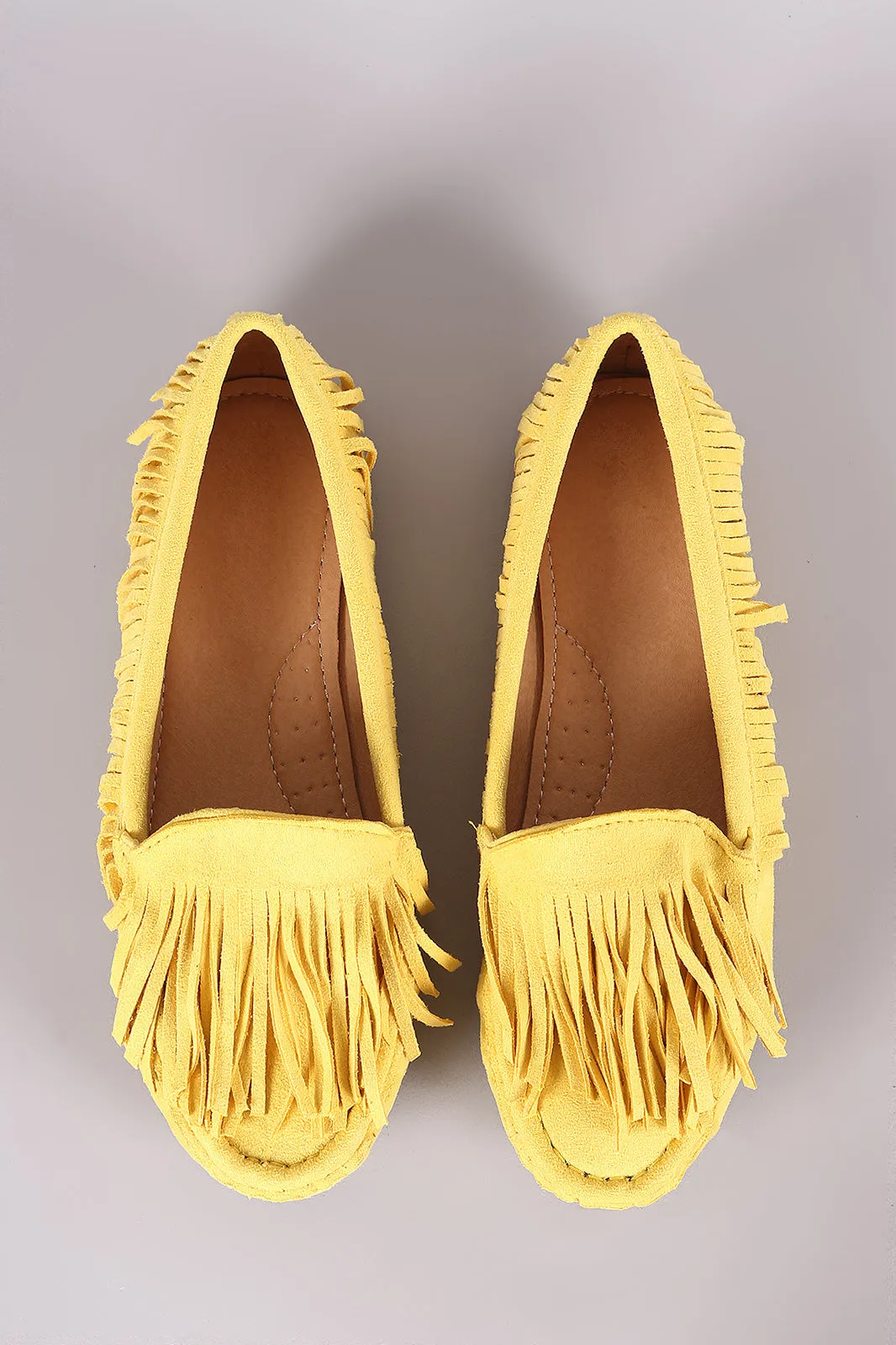 Liliana Fringe Accent Slip-On Moccasin Flat