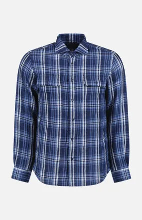 Linen Plaid Long Sleeve Sport Shirt