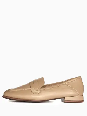 LUDA | Flat Leather Loafers | Camel