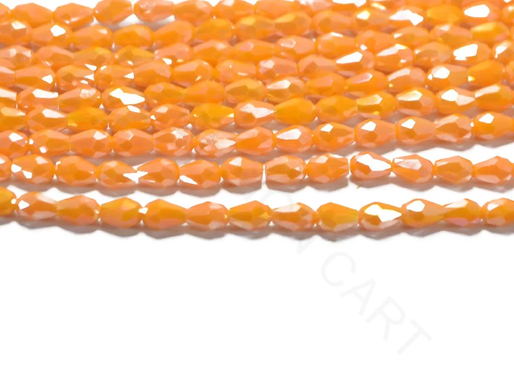 Lustrous Light Orange Opaque Drop / Briolette Crystal Beads