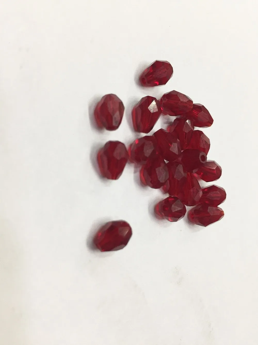 Maroon Transparent Drop Shaped Crystal Glass Beads