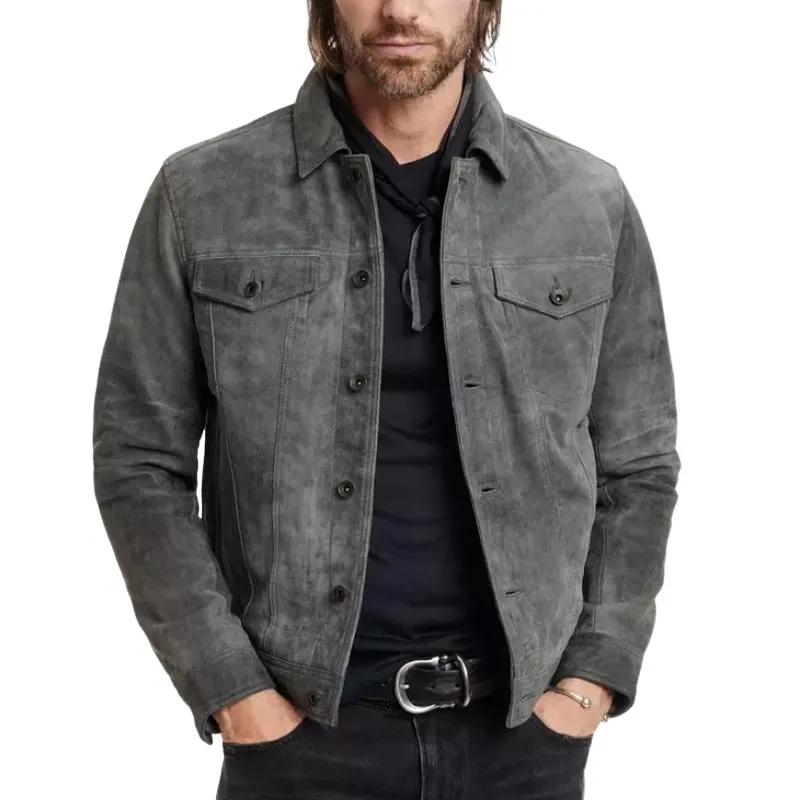 Men's Classic Fashion Distressed Suede Jacket 66252296K