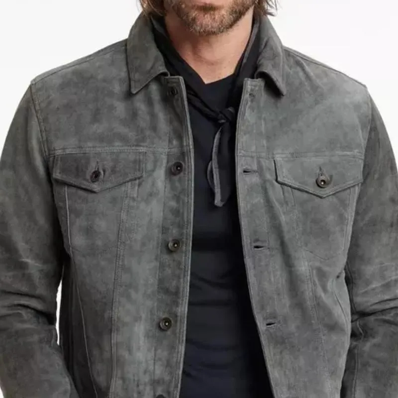 Men's Classic Fashion Distressed Suede Jacket 66252296K