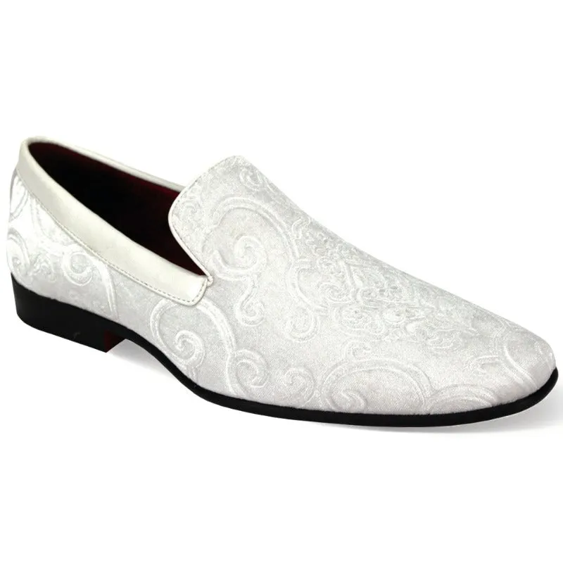 Men's White Velvet Loafer Slip On Fancy Style