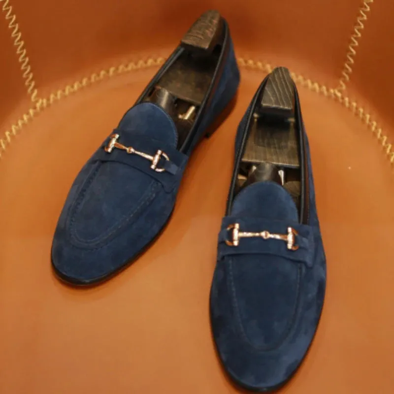 Metal Appliques Suede Classic Loafers