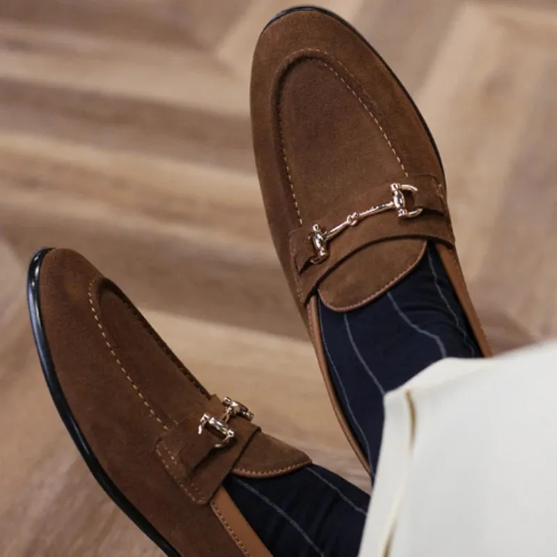 Metal Appliques Suede Classic Loafers