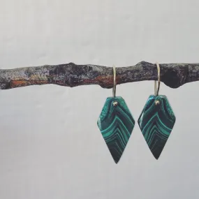 Midi Pointed malachite earrings